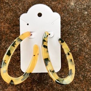 Yellow and Green Hoop Earrings